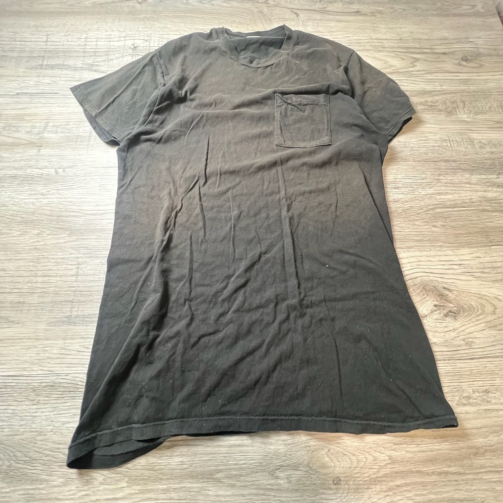 Unbranded Pocket Tee Mens L Faded Black Vintage Distressed Short Sleeve Shirt